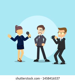 reporter interview businessman vector illustration