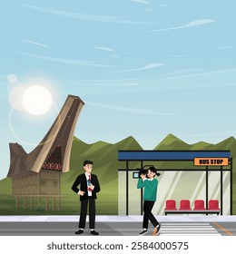 The reporter is interviewing a businessman on the street