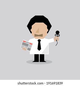 Reporter Man Vector Illustration