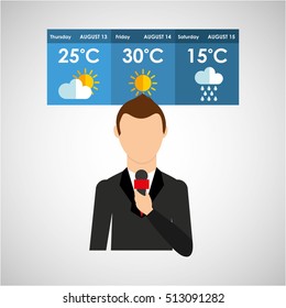 Reporter Man Weather Forecast News Design Vector Illustration Eps 10