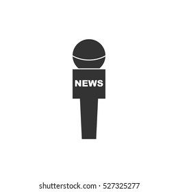 Reporter microphone icon flat. Illustration isolated vector sign symbol