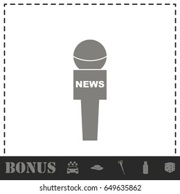 Reporter microphone icon flat. Simple vector symbol and bonus icon