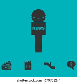 Reporter microphone icon flat. Simple vector symbol and bonus icon