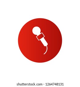 reporter microphone icon. vector in the red circle