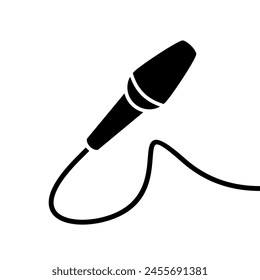 Reporter microphone (mike) icon. Symbol of voice or sound. Pictogram for turning the sound on and off. An attribute of a singer, speaker, or announcer.