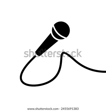 Reporter microphone (mike) icon. Symbol of voice or sound. Pictogram for turning the sound on and off. An attribute of a singer, speaker, or announcer.