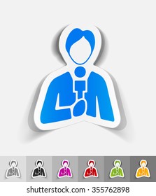reporter paper sticker with shadow. Vector illustration