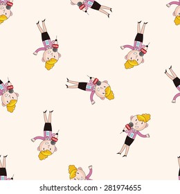 Reporter and photographer , cartoon seamless pattern background