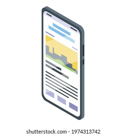 Reporter smartphone icon. Isometric of reporter smartphone vector icon for web design isolated on white background