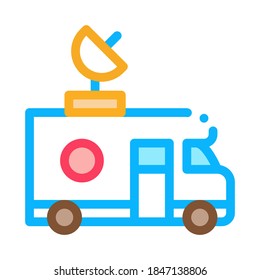 Reporter Truck Icon Vector. Outline Reporter Truck Sign. Isolated Contour Symbol Illustration