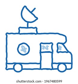 Reporter Truck sketch icon vector. Hand drawn blue doodle line art Reporter Truck isometric sign. isolated symbol illustration