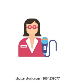 ilustración de icono del vector del reportero. diseño de caracteres. icono de trabajo. aislado en fondo blanco