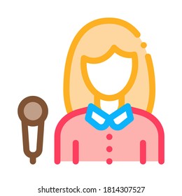 Reporter Woman Icon Vector. Outline Reporter Woman Sign. Isolated Contour Symbol Illustration