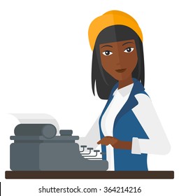 Reporter working at typewriter.