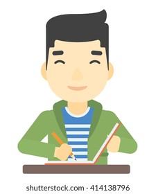 Reporter writing an article.