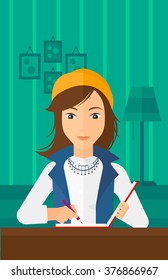 Reporter with writing-pad.