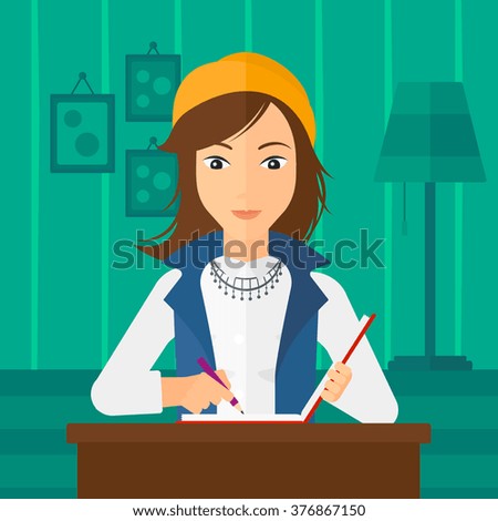 Reporter with writing-pad.