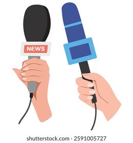 Reporters Holding Microphones Icon vector illustration