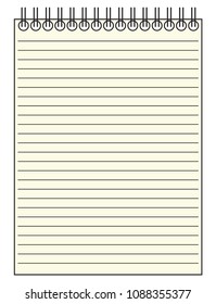 A reporter's lined notepad template or background isolated on a white background