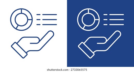 Colección de estilo de icono azul y blanco de informes