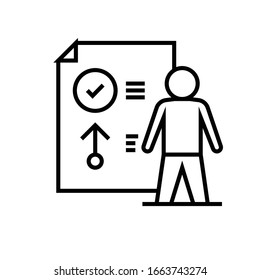 Reporting chart line icon, concept sign, outline vector illustration, linear symbol.