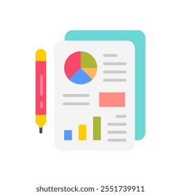 Reporting Flat Icons, Vector illustration