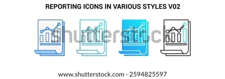 Reporting icon Blue, Dualline, Gradient, Gradient fill style.