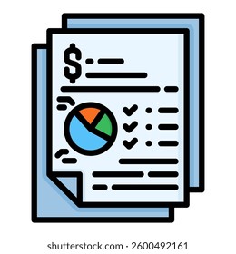 Reporting Icon in Flat Color Style With Outline. Simple Flat Icon Vector. Simple Vector Design