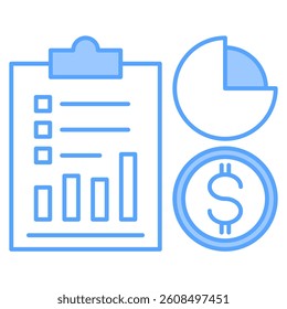 Reporting icon Lineal Blue style.
