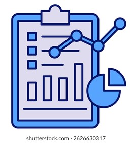 Ícone de Relatório representado pelo símbolo de Relatório estilo Azul.