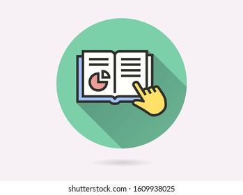 Reporting icon. Simple illustration with long shadow isolated for graphic and web design.