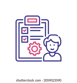 Reporting manager vector 2 colour icon style illustration. EPS 10 file