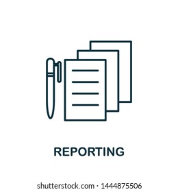Reporting outline icon. Thin line concept element from business management icons collection. Creative Reporting icon for mobile apps and web usage.