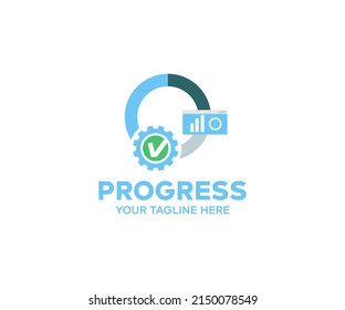 Reporting Progress Logo Design. Corporate Strategy For Finance, Operations, Sales, Marketing. Business Analyst Responsibility Abstract Idea  Vector Design And Illustration.