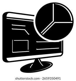 Icono del sistema de informes representado por la página de informes en estilo PC Black Filled.