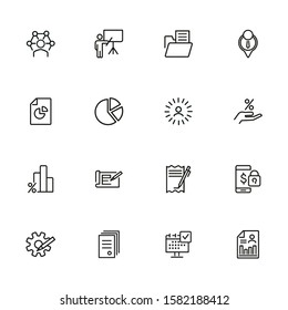 Reports line icon set. Presentation, diagram, bar chart. Analysis concept. Can be used for topics like analytics, marketing, business