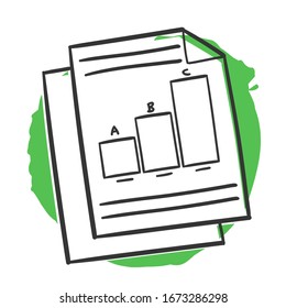 Reports Office Traditional Doodle. Icons Sketch Hand Made. Design Vector Line Art.