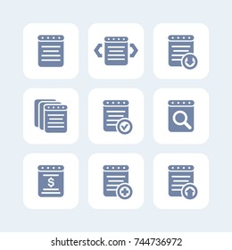 reports, records, documents icons on white