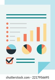 Reports and statistics illustration in minimal style isolated on background