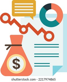 Reports and statistics illustration in minimal style isolated on background