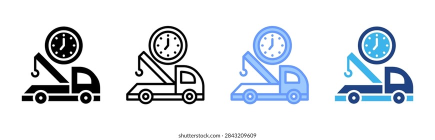 Repossession Truck icon set multiple style collection
