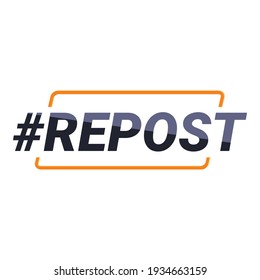 Repost hashtag icon. Cartoon of Repost hashtag vector icon for web design isolated on white background