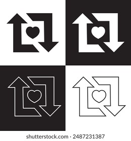 Repost icon, repost symbol, repost sign. Vector illustration. isolated on black and white background. EPS 10
