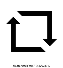 Repost retweet icon, square with swirling arrows recycle