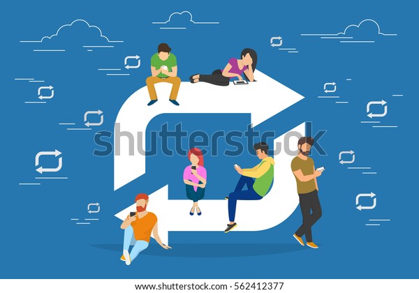 Repost Symbol Concept Illustration Young People Stock Vector (Royalty ...