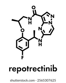 Repotrectinib cancer drug molecule. Skeletal formula.