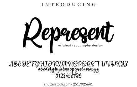 Represent Font Stylish brush painted an uppercase vector letters, alphabet, typeface