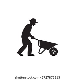 Representar la fuerza y la dedicación del trabajo manual con este trabajador de alta calidad con Vector de carretilla. Esta silueta limpia y audaz representa a un trabajador en movimiento, lo que lo convierte en un gráfico ideal para la construcción, la creación de marcas, los servicios de jardinería y los proyectos de renovación de viviendas. Ya sea que esté ilustrando un "trabajo en progreso" o un negocio de contratación profesional, este Vector proporciona una imagen fuerte y reconocible.