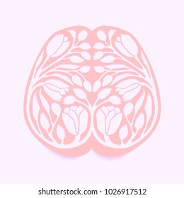 Representation about discrimination female mind, mentality, intelligence, brain work, etc. Vector illustration.