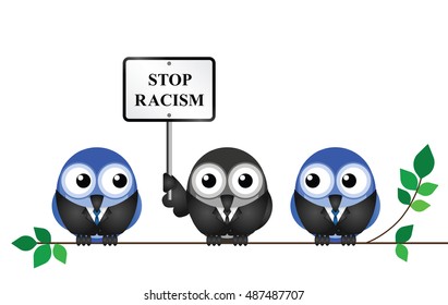 Representation of bigotry with stop racism message